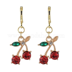 Cherry Alloy Rhinestone Dangle Hoop Earrings&nbsp;EJEW-JE06359