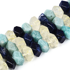 Natural Sodalite & Flower Amazonite & Lemon Quartz Beads Strands&nbsp;G-N358-01A-06