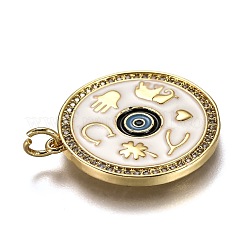Brass Micro Pave Clear Cubic Zirconia Pendants&nbsp;ZIRC-B0003-09G