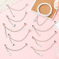 9Pcs 9 Styles Zinc Alloy European Safety Chains with Dangle Charms&nbsp;HJEW-CJ0001-23