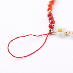 Chakra Evil Eye Lampwork Beaded Mobile Straps&nbsp;HJEW-JM00434