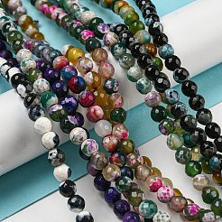 Natural Fire Crackle Agate Faceted Round Beads Strands&nbsp;G-A134-02-6mm