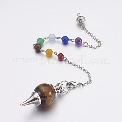 Natural Tiger Eye Sphere Dowsing Pendulums&nbsp;MAK-P009-E01