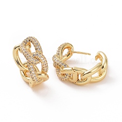Clear Cubic Zirconia Curb Chains Shape Hoop Earrings&nbsp;EJEW-F304-08G