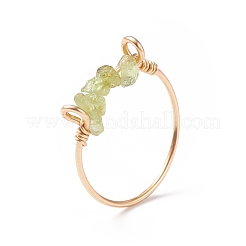 Natural Gemstone Chips Beaded Finger Rings&nbsp;RJEW-JR00512
