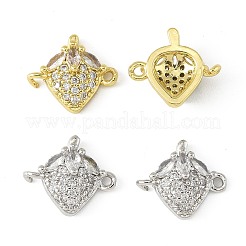 4Pcs 2 Colors Brass Pave Cubic Zirconia Fruit Connector Charms&nbsp;KK-FS0001-73C