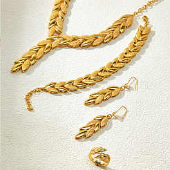 Leaf Alloy Bracelets & Earrings & Necklaces & Rings Sets for Women&nbsp;NA9773