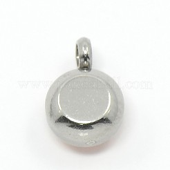 Trendy Original Color 304 Stainless Steel Grade A Rhinestone Flat Round Charm Pendants&nbsp;RB-M030-06