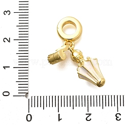 Brass Enamel Badminton European Dangle Charms&nbsp;KK-C087-11G-03
