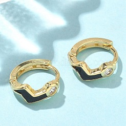 Brass Micro Pave Clear Cubic Zirconia Hoop Earrings&nbsp;EJEW-A132-12G