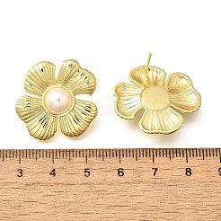 Flower Brass Stud Earrings&nbsp;EJEW-F358-03B-G
