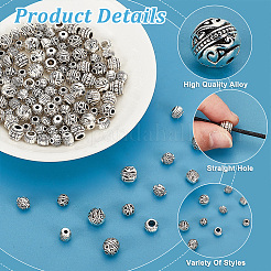 120Pcs 8 Styles Tibetan Style Alloy Beads&nbsp;FIND-PH0018-87