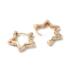 Brass Micro Pave Colorful Cubic Zirconia Hoop Earrings&nbsp;EJEW-M238-67KCG
