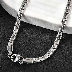 201 Stainless Steel Box Chain Necklaces for Men&nbsp;STAS-V011-01A-P-1