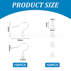 100Pcs 304 Stainless Steel Earring Hooks&nbsp;STAS-UN0055-13
