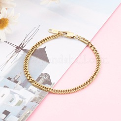 Women's 304 Stainless Steel Diamond Cut Curb Chain Bracelets&nbsp;BJEW-JB06019-01