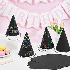 Birthday Hat DIY Rainbow Scratch Paper Art&nbsp;DIY-WH0308-932