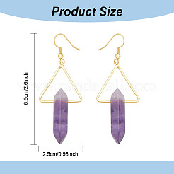 3 Pairs 3 Style Natural Mixed Gemstone Triangle with Bullet Dangle Earrings&nbsp;EJEW-AN0002-27