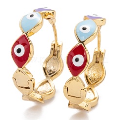 Brass Enamel Huggie Hoop Earrings&nbsp;EJEW-F264-18-G
