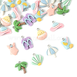 28Pcs 8 Styles Summer Theme Resin Pendants&nbsp;CRES-FS0001-23