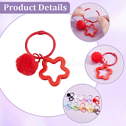 10Pcs 10 Colors Star with Round Alloy & Villus Keychains&nbsp;KEYC-BBC0001-20B