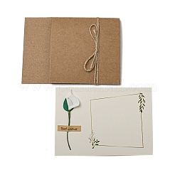 Dried Calla Lily Paper Thank You Greeting Cards&nbsp;AJEW-K043-01G
