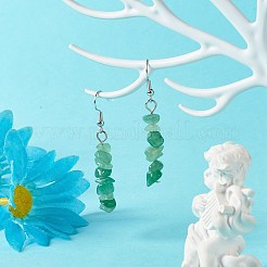 Natural Green Aventurine Chip Beads Dangle Earrings&nbsp;EJEW-JE04649-03
