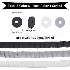 3 Strands 3 Colors Flat Round Handmade Polymer Clay Beads&nbsp;CLAY-SC0001-62