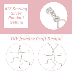 2Pcs 2 Colors 925 Sterling Silver 5 Claw Prongs Pendant Blank Oval Shape Cabochon Settings&nbsp;STER-DC0001-26