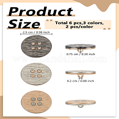 6Pcs 3 Colors 1-Hole Zinc Alloy Shank Buttons&nbsp;BUTT-LP0001-76