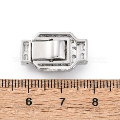Rectangle Brass Micro Pave Clear Cubic Zirconia Box Clasps&nbsp;KK-G505-36P-01