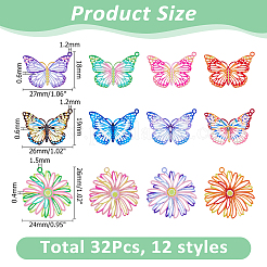 32Pcs 12 Styles Spray Painted 430 Stainless Steel Pendants&nbsp;STAS-HS0001-53