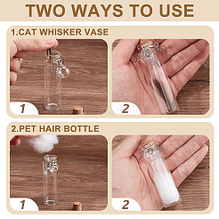 4Pcs Transparent Glass Empty Bottles with Alloy Feather and Paw Print Charms&nbsp;AJEW-DR00041