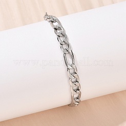 304 Stainless Steel Figaro Chain Bracelets for Women&nbsp;BJEW-G757-15P
