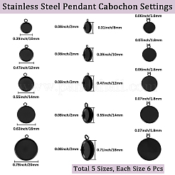 30Pcs 5 Styles Stainless Steel Pendant Cabochon Settings&nbsp;STAS-BBC0006-77