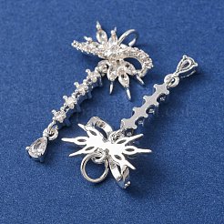 Brass Micro Pave Clear Cubic Zirconia Pendants&nbsp;CU-CBAEC99-17S