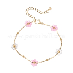 Glass & ABS Plastic Imitation Pearl Beads Link Bracelets&nbsp;BJEW-JB12572-05