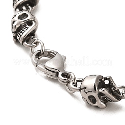 304 Stainless Steel Skull Link Chain Bracelets&nbsp;BJEW-E094-03AS