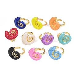 Brass Enamel Adjustable Cuff Rings for Women&nbsp;RJEW-G357-01I