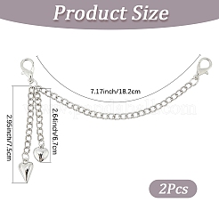 2Pcs Alloy Curb Chain & Heart Boot Strap Chains&nbsp;FIND-CP0003-35