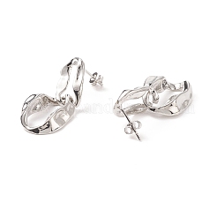 Rack Plating Brass Twisted Oval Dangle Stud Earrings for Women&nbsp;EJEW-C029-05P