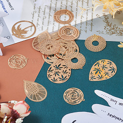 24Pcs 6 Style Rack Plating Brass Filigree Pendants&nbsp;KKC-TA0001-01