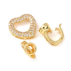 Brass Micro Pave Clear Cubic Zirconia Fold Over Clasps&nbsp;KK-D259-02B-G
