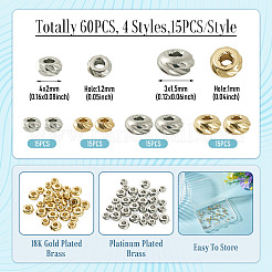 60Pcs 4 Styles Column Brass Beads&nbsp;KK-TA0009-07