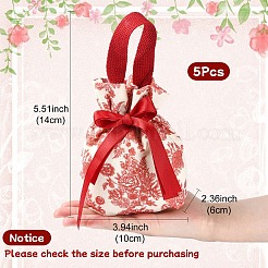 Floral Printed Cloth Candy Gift Packaging Candy Bags with Handles&nbsp;AJEW-YWC0005-01A