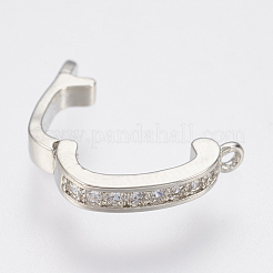 Brass Micro Pave Cubic Zirconia Fold Over Clasps&nbsp;ZIRC-F083-116P-RS