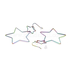 Interlock Double Open Star Dangle Earrings&nbsp;EJEW-C007-01M