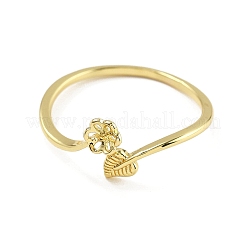 Leaf & Flower Brass Adjustable Ring Settings&nbsp;KK-G527-01C-G