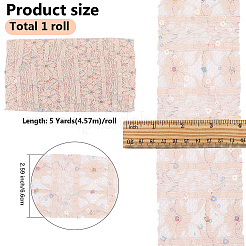5Yards Polyester Flower Lace Ribbons with Paillettes&nbsp;OCOR-GF0005-24D