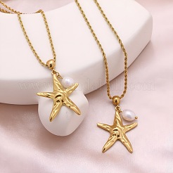 Ocean 304 Stainless Steel & Natural Pearl Pendant Necklaces for Women&nbsp;WG2E1DF-01